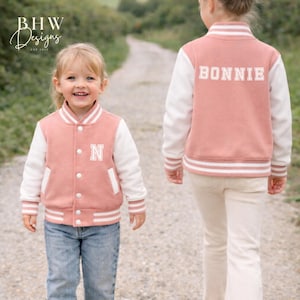 Personalised Name Children's Varsity Jacket Inicial Kids letterman Jacket image 15