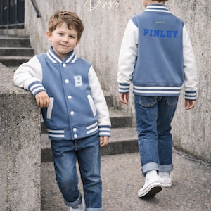 Personalised Name Children's Varsity Jacket Inicial Kids letterman Jacket image 2