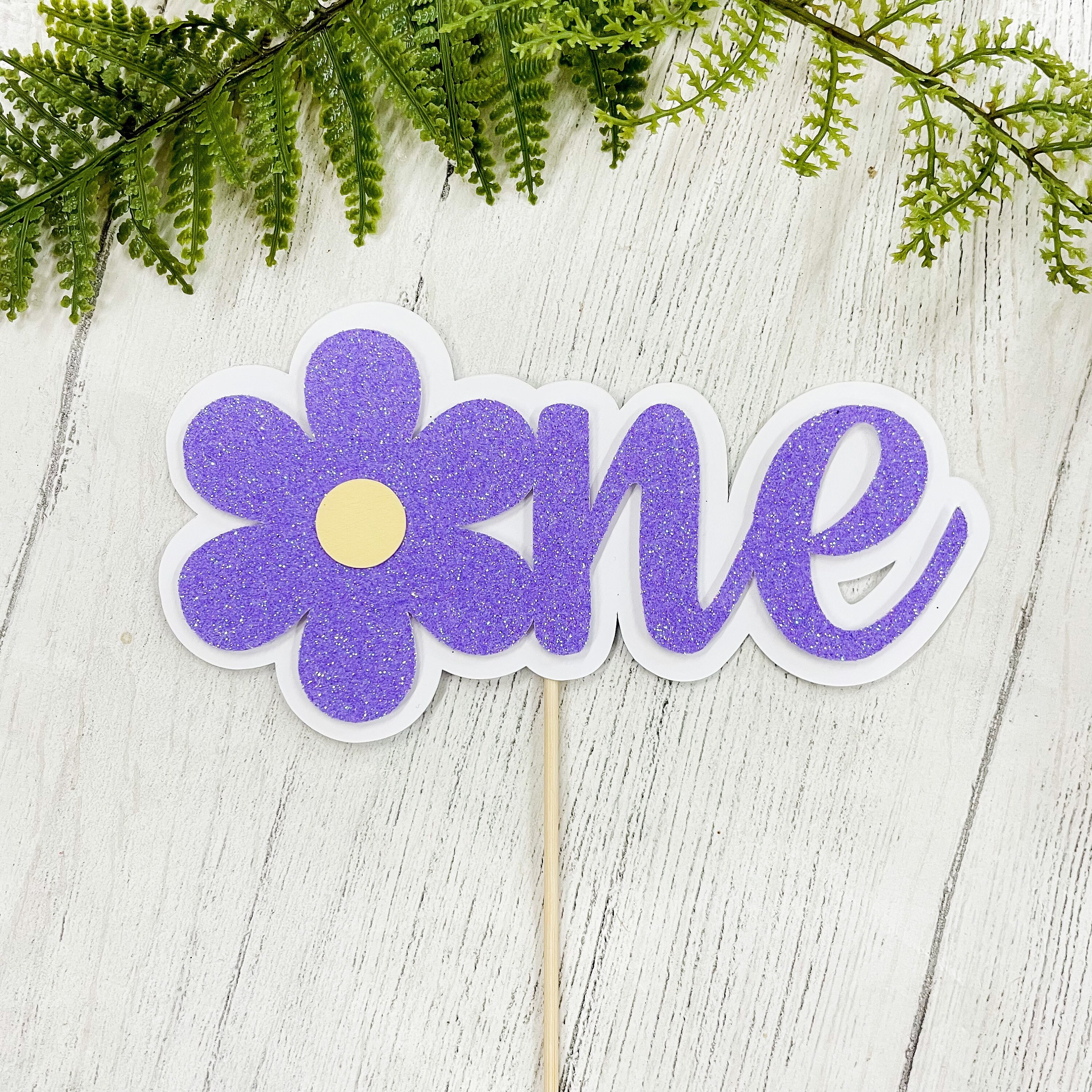 One Daisy Flower Glitter Cake Topper - Pink and White - Floral Birthday ...