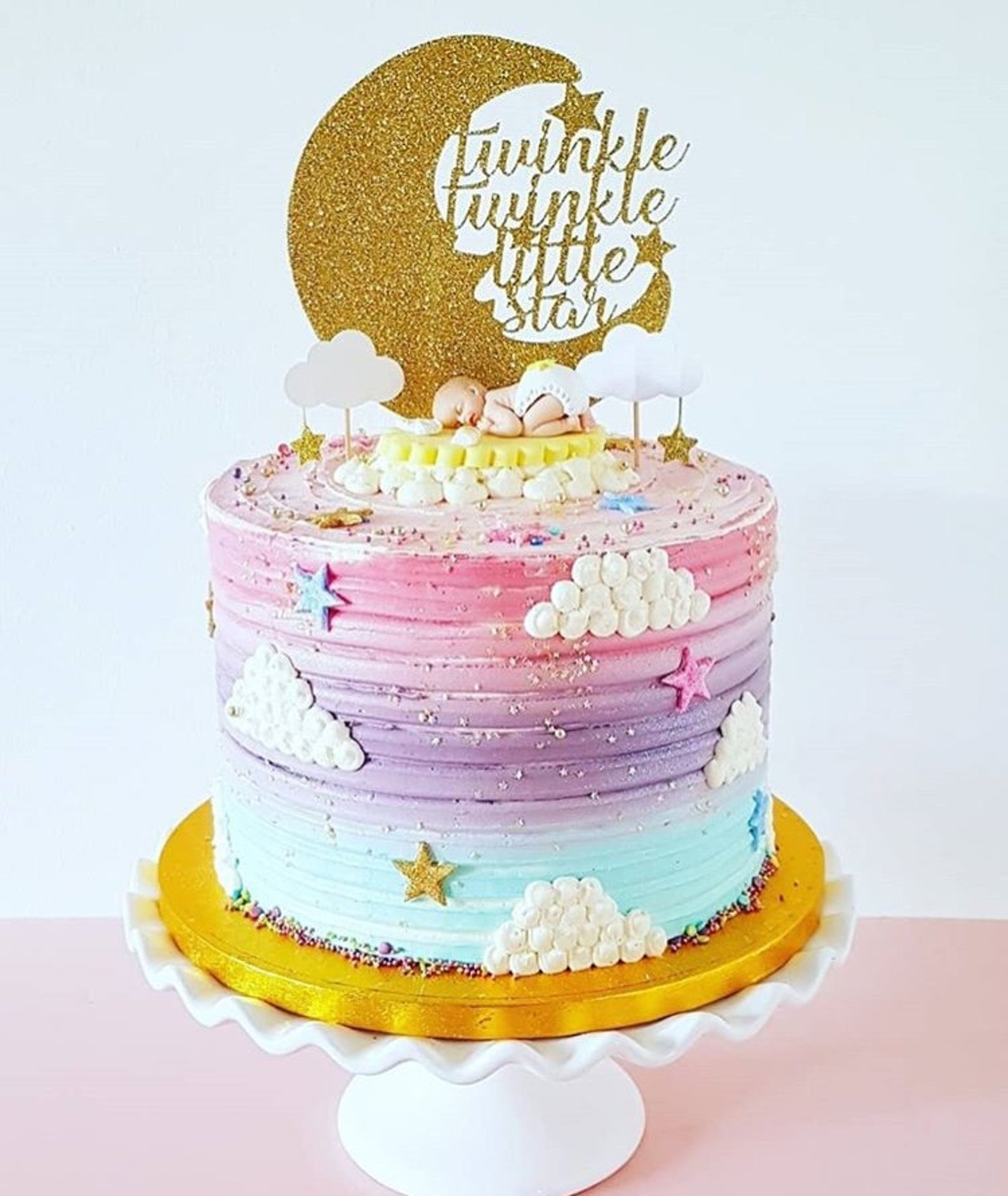 Moon Twinkle Twinkle Little Star Glitter Cake Topper - Baby Shower ...