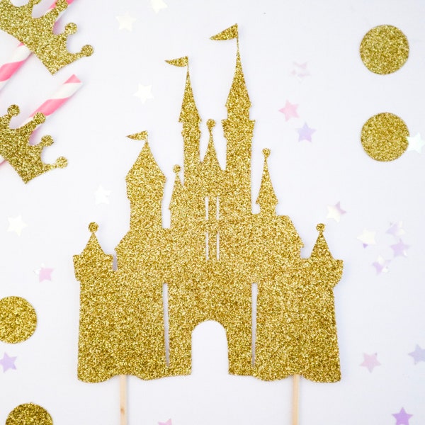 Glitter Disney Princess Inspired Castle Cake Topper - Birthday - Party Decor - Princess Party