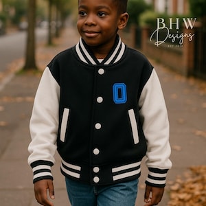Personalised Name Children's Varsity Jacket Inicial Kids letterman Jacket image 14