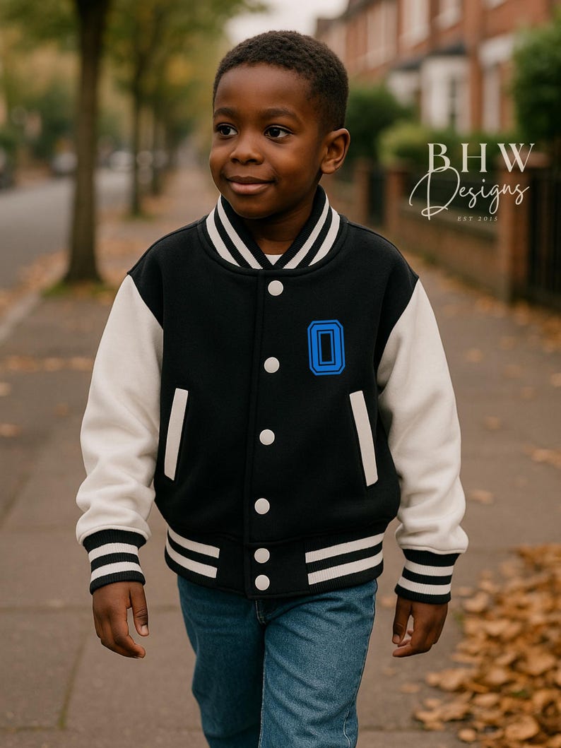 Personalised Name Children's Varsity Jacket Inicial Kids letterman Jacket image 14