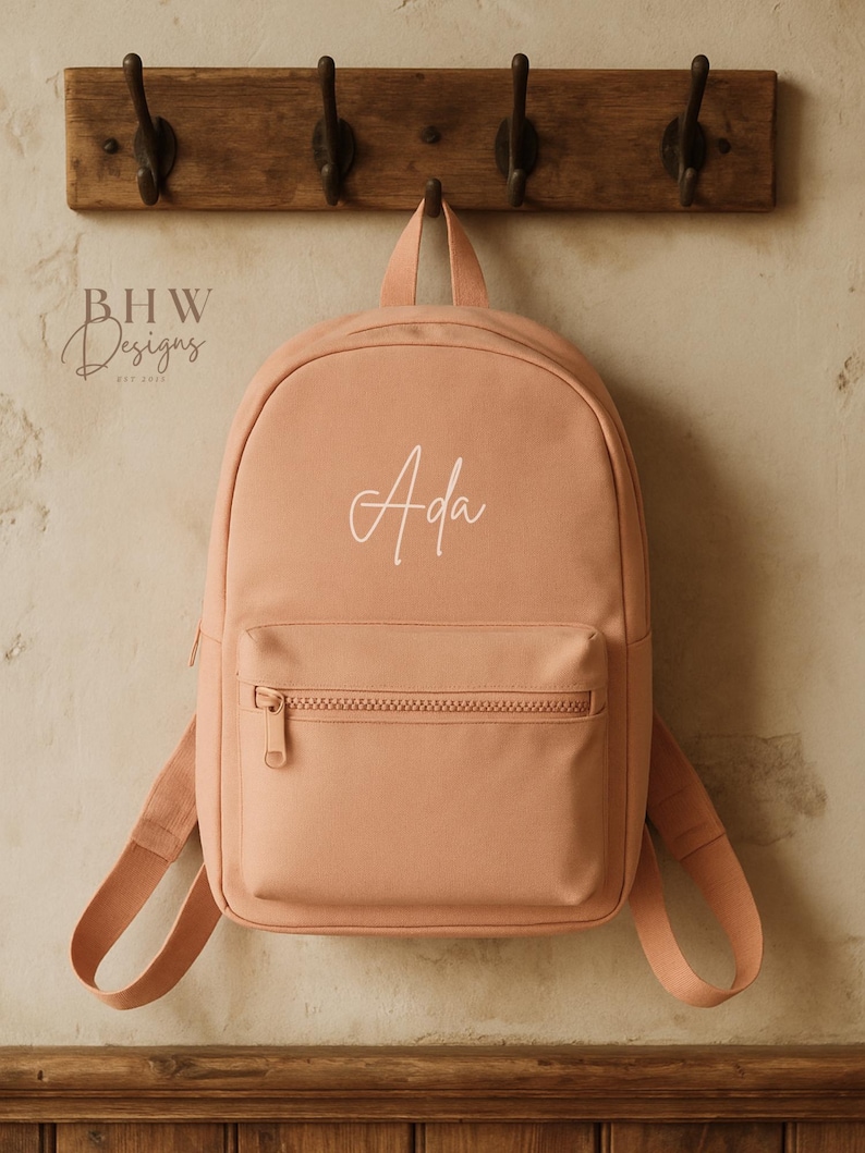 Personalised Name Junior Mini Backpack - Children's Backpack - Kid's School Bag Peach