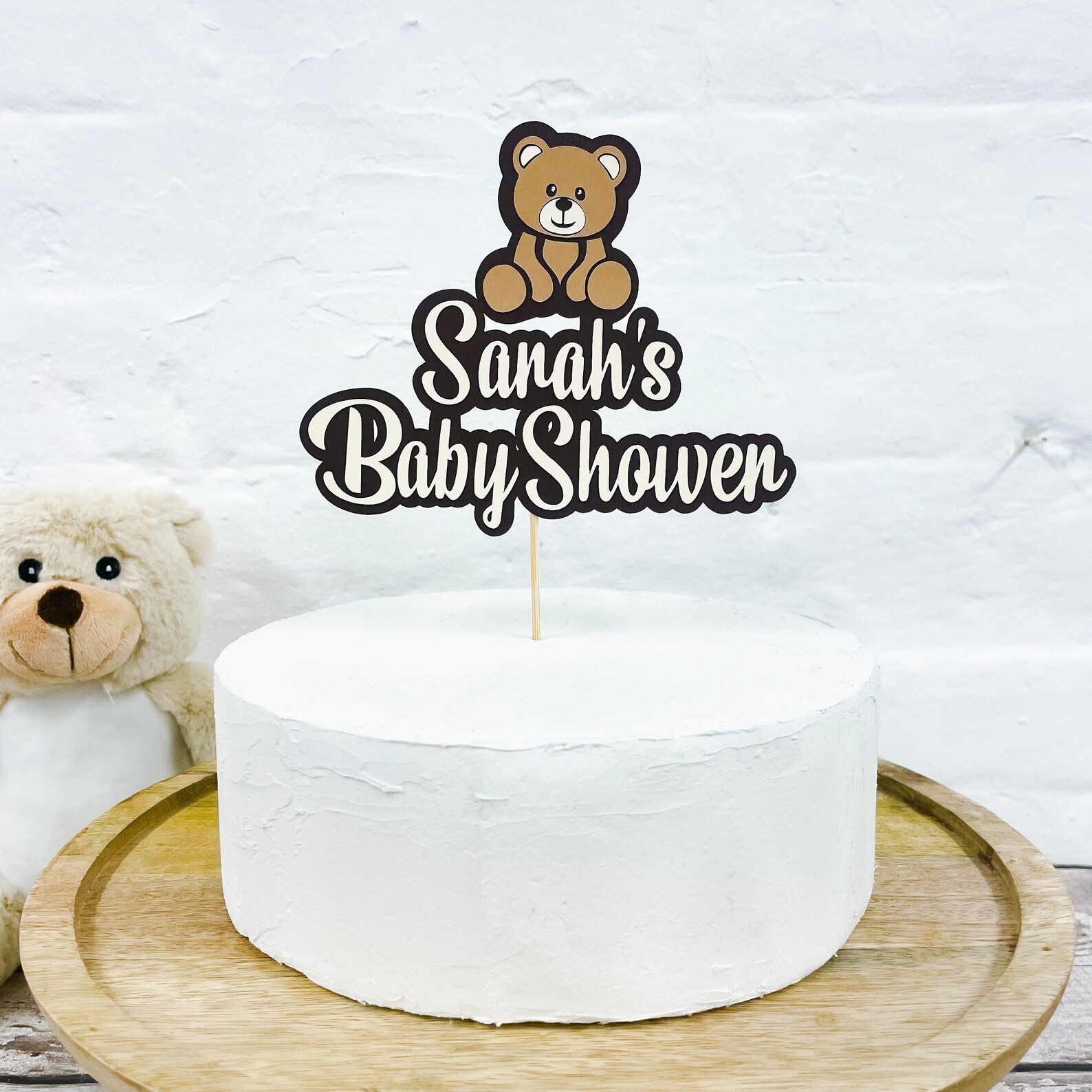 Personalised Name Baby Shower Teddy Bear Cake Topper - Etsy