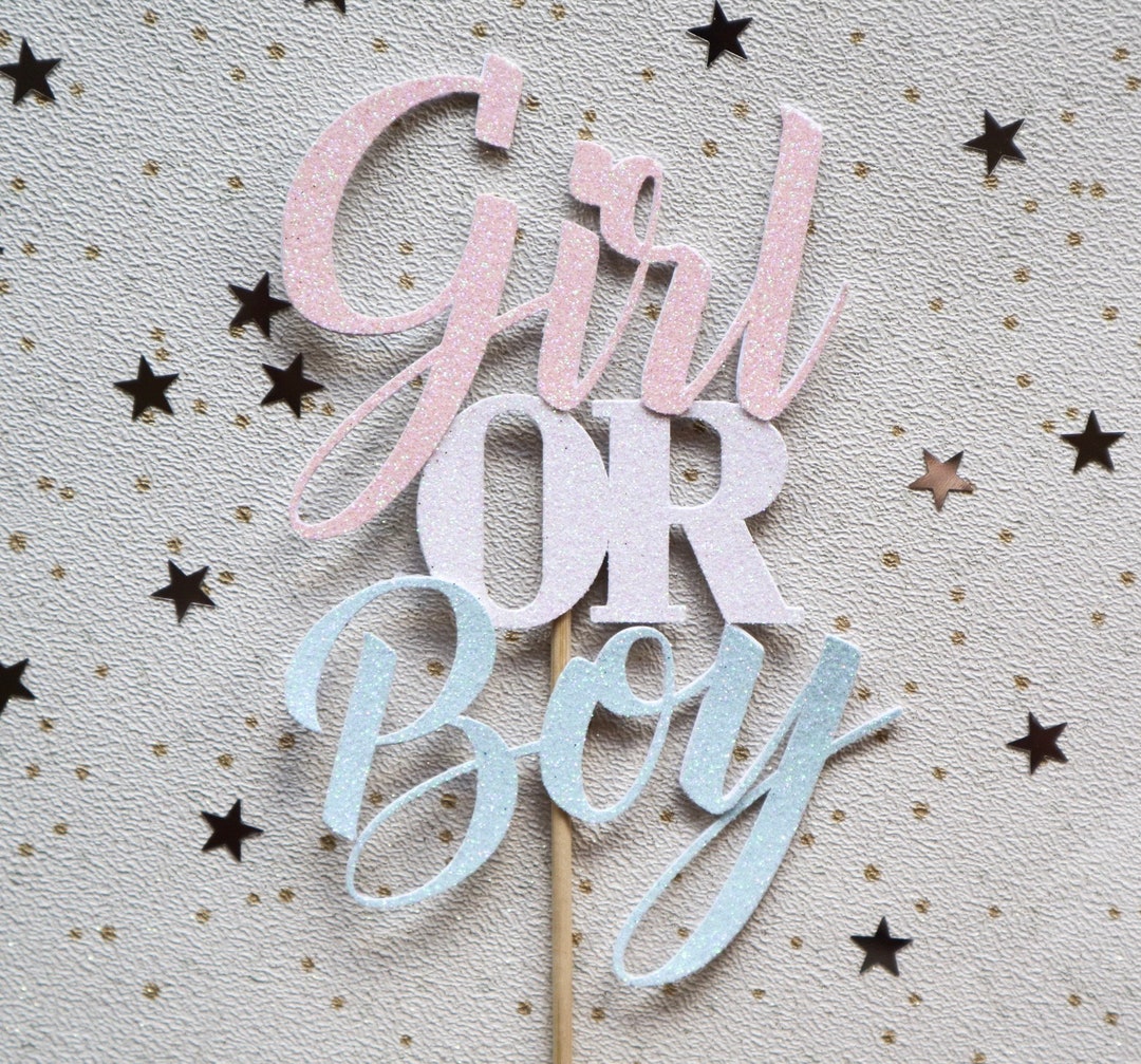 Topper per torta per baby shower – OH BABY – 16,5 x 10,2 cm su entrambi i lati, in cartoncino dorato glitterato per baby shower e feste di sesso per ragazzi e
