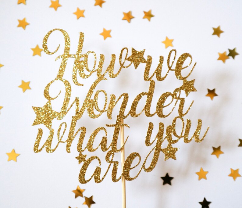 How We Wonder What You Are Glitter Cake Topper Gender - Etsy UK
