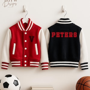 Personalised Name Children's Varsity Jacket Inicial Kids letterman Jacket image 5
