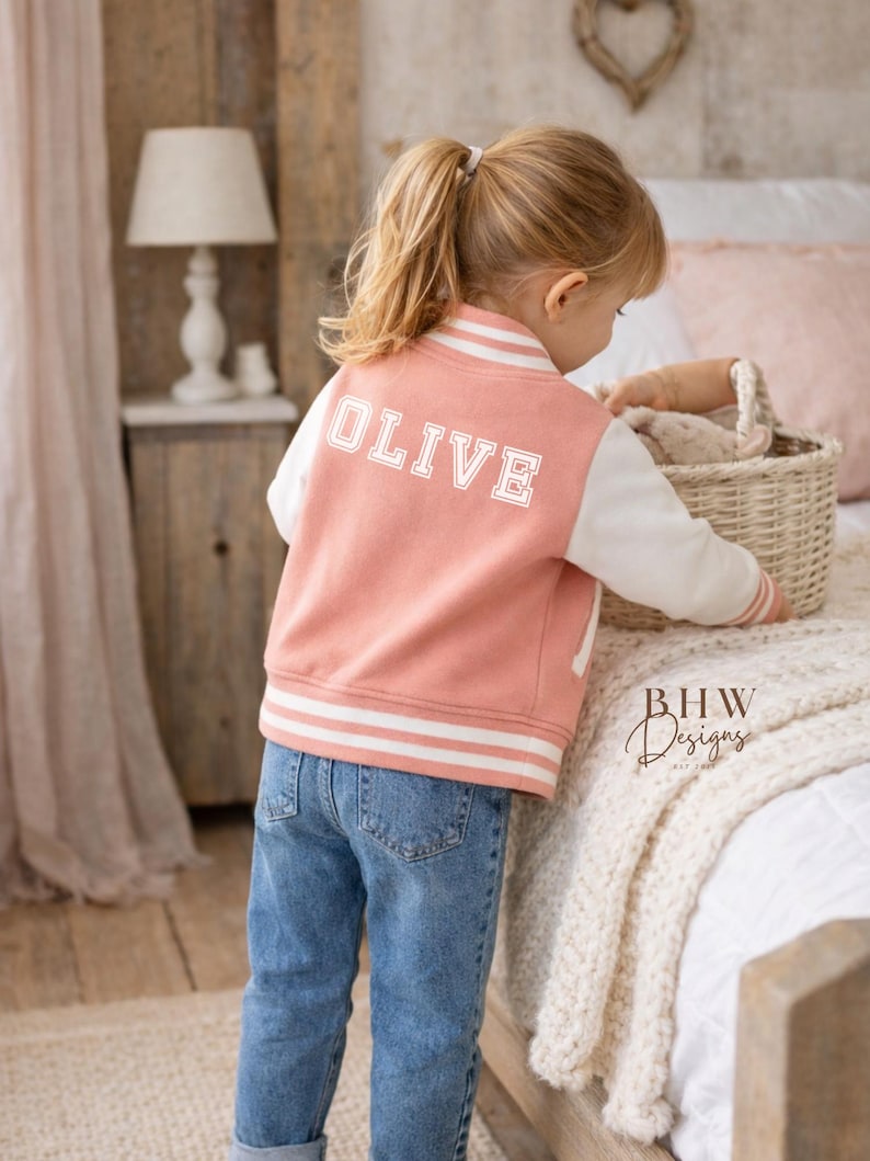 Personalised Name Children's Varsity Jacket Inicial Kids letterman Jacket image 7