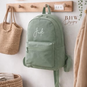 Personalised Name Junior Mini Backpack - Children's Backpack - Kid's School Bag Sage Green