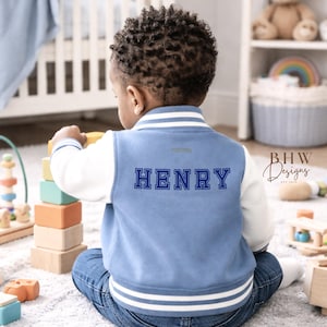 Personalised Name Children's Varsity Jacket Inicial Kids letterman Jacket image 6