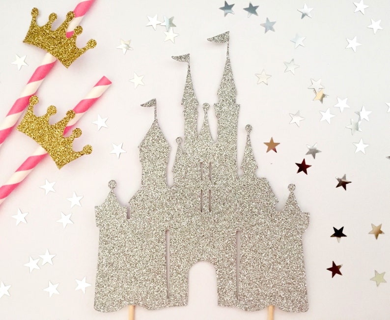 Glitter Disney Princess Inspired Castle Cake Topper Birthday Etsy