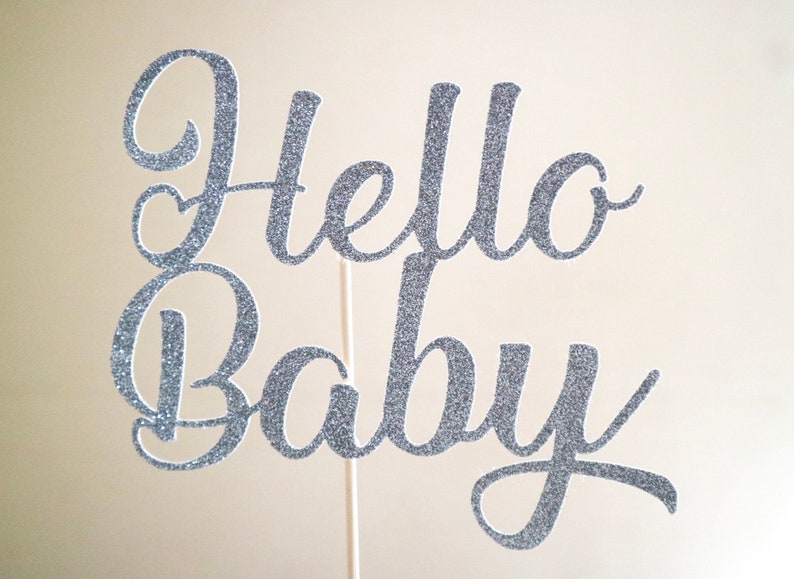 Hello Baby Glitter Cake topper New Baby Baby Shower Gender Reveal