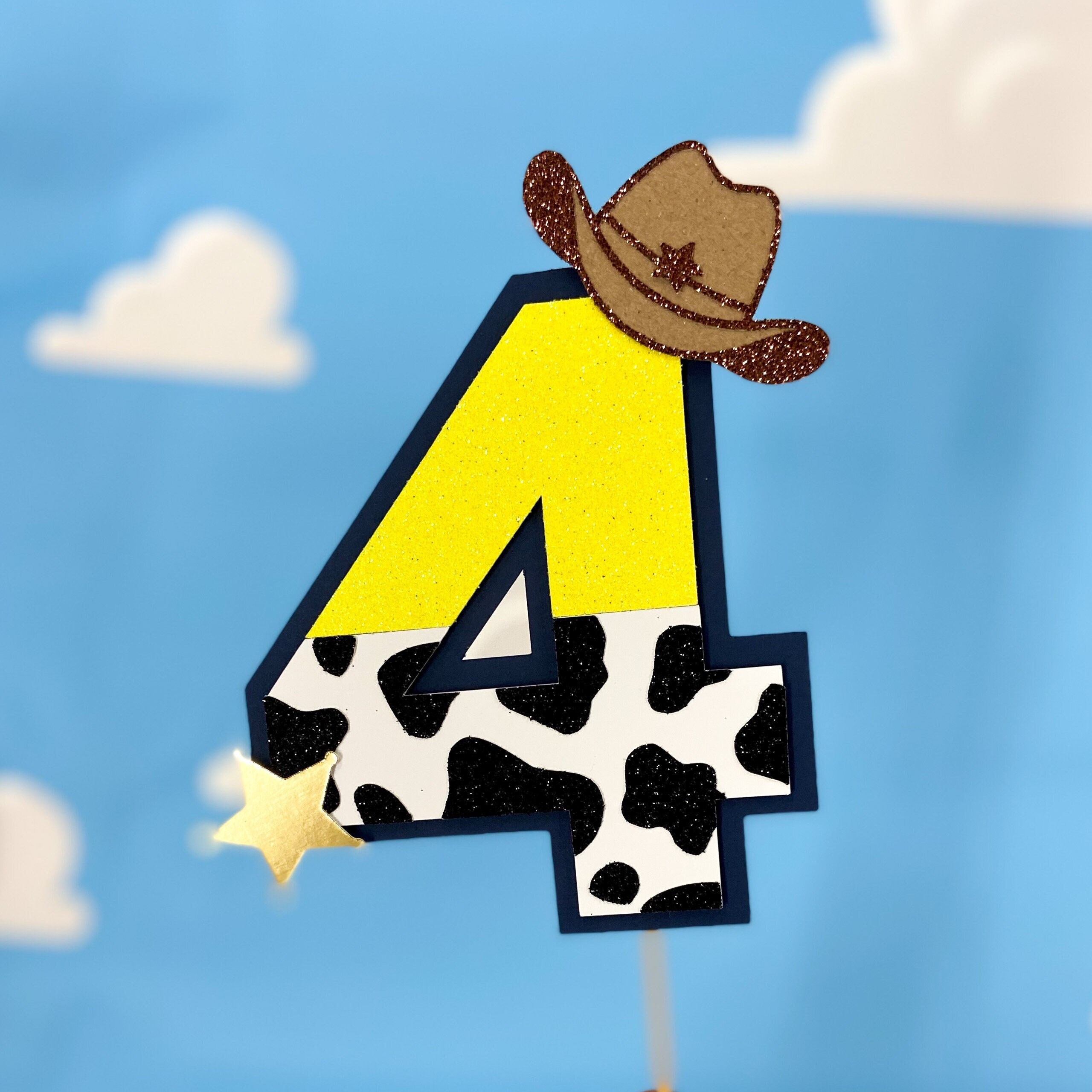 Age Number Woody Style Toy Story Theme Glitter and Card Etsy UK