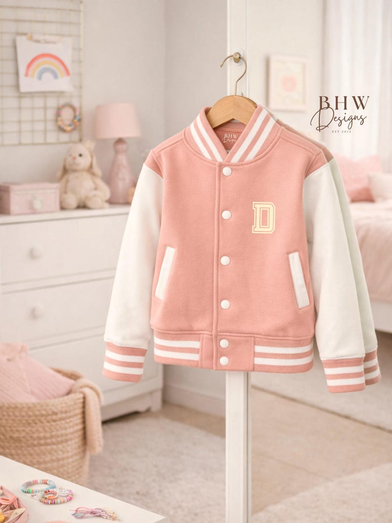 Personalised Name Children's Varsity Jacket Inicial Kids letterman Jacket image 3