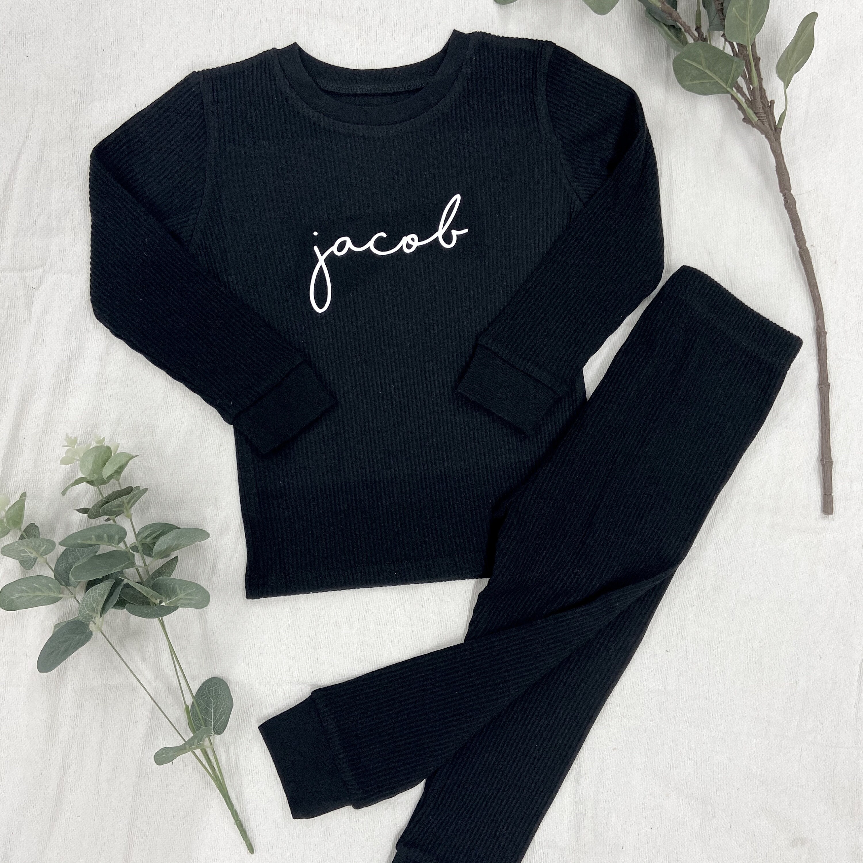 Personalised Name Ribbed Children's Clothing Sets Long - Etsy UK