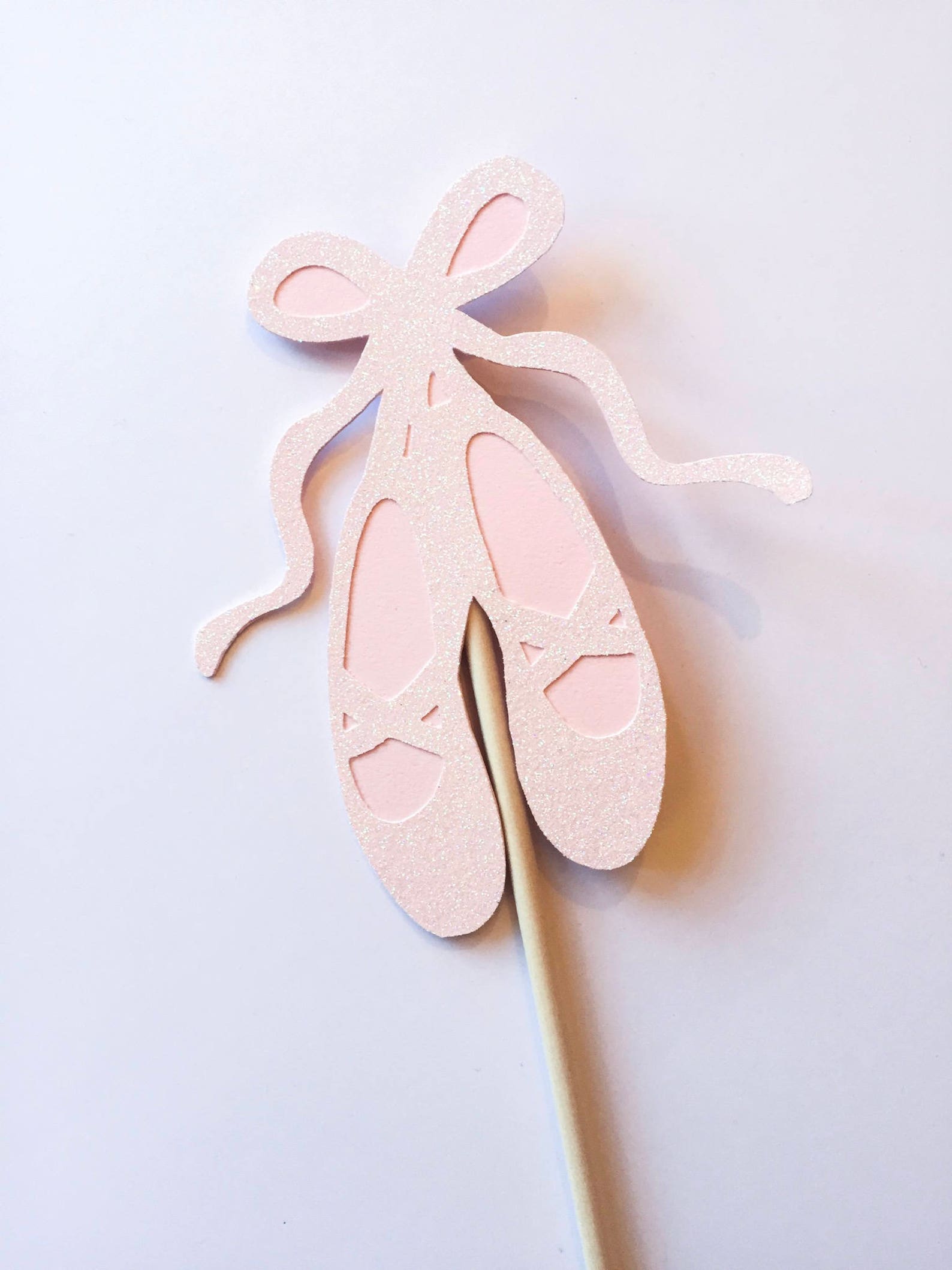 glitter pink ballet shoe, ballerina photo booth prop, center piece. birthday, baby shower, hen, bachelorette party prop.