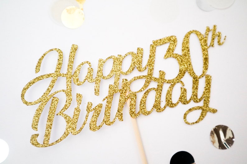 Happy 30th Birthday Glitter Cake Topper Thirty Birthday