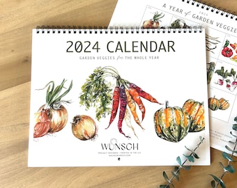 2024 Wall Calendars, 11x17, Watercolor Garden Veggie Calendar