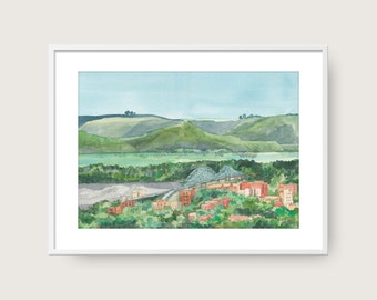 La Crosse WI, Landscape, La Crosse Cityscape, Art Print, Wall Art