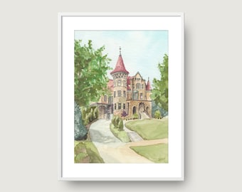 Castle on Cass Street, La Crosse WI, Watercolor Print, Watercolor Art, Art Print, Home Decor, Wall Art