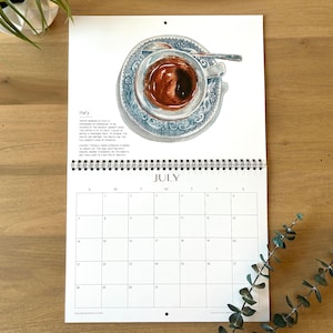 2024 Wall Calendars, 11x17, Watercolor Coffee Calendar image 2