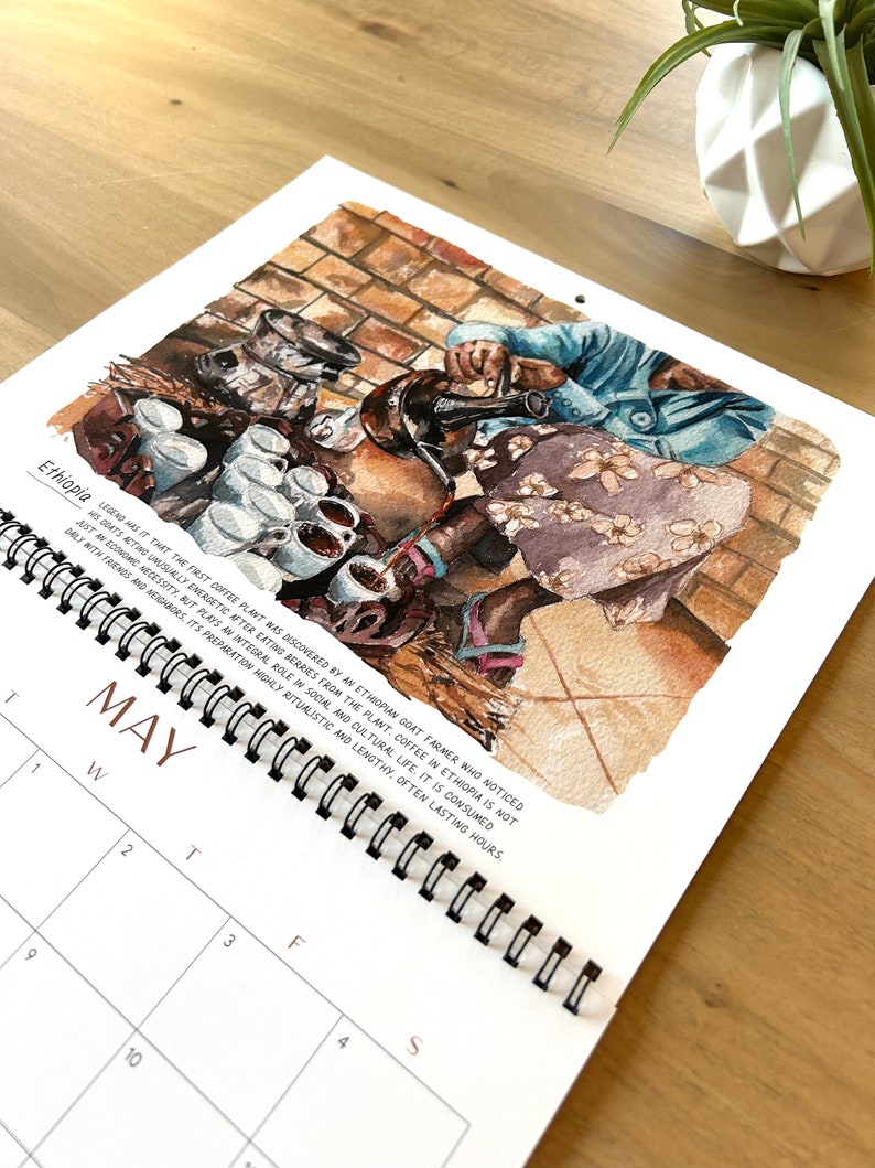 2024 Wall Calendars, 11x17, Watercolor Coffee Calendar image 7