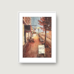 Pearl Street, La Crosse WI, stampa acquerello, arte acquerello, stampa artistica, arredamento per la casa, arte da parete