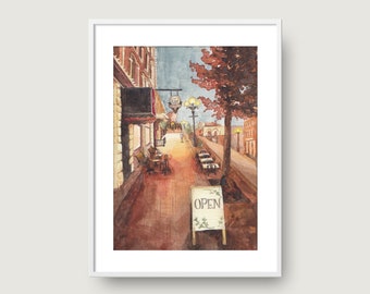 Pearl Street, La Crosse WI, Watercolor Print, Watercolor Art, Art Print, Home Decor, Wall Art