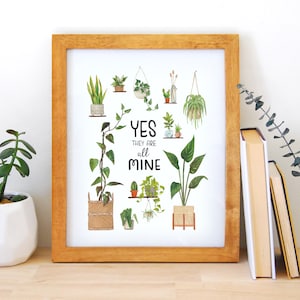 Plant Mom Watercolor Print, Plant Dad, Watercolor Art, Art Print, Home Decor, Plant Art