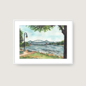 Riverside Park, La Crosse WI, stampa acquerello, arte acquerello, stampa artistica, arredamento per la casa, arte murale