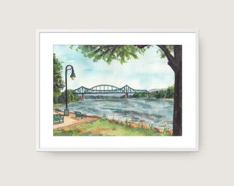 Riverside Park, La Crosse WI, Watercolor Print, Watercolor Art, Art Print, Home Decor, Wall Art