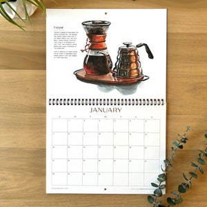 2024 Wall Calendars, 11x17, Watercolor Coffee Calendar image 3