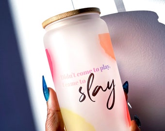 Slay | 16oz Frosted Glass Tumbler Glass Can | Beer Can | Coffee Tumbler |