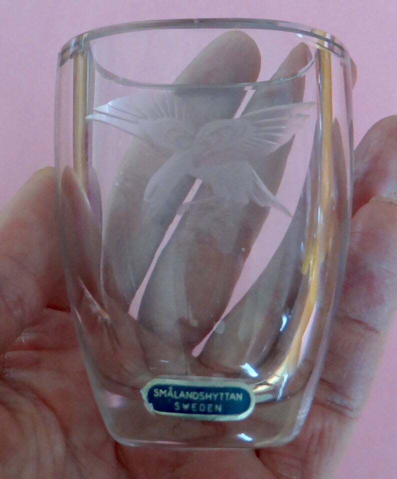 Vintage Etched Crystal Bud Vase From Smalandshyttan Glass Etsy