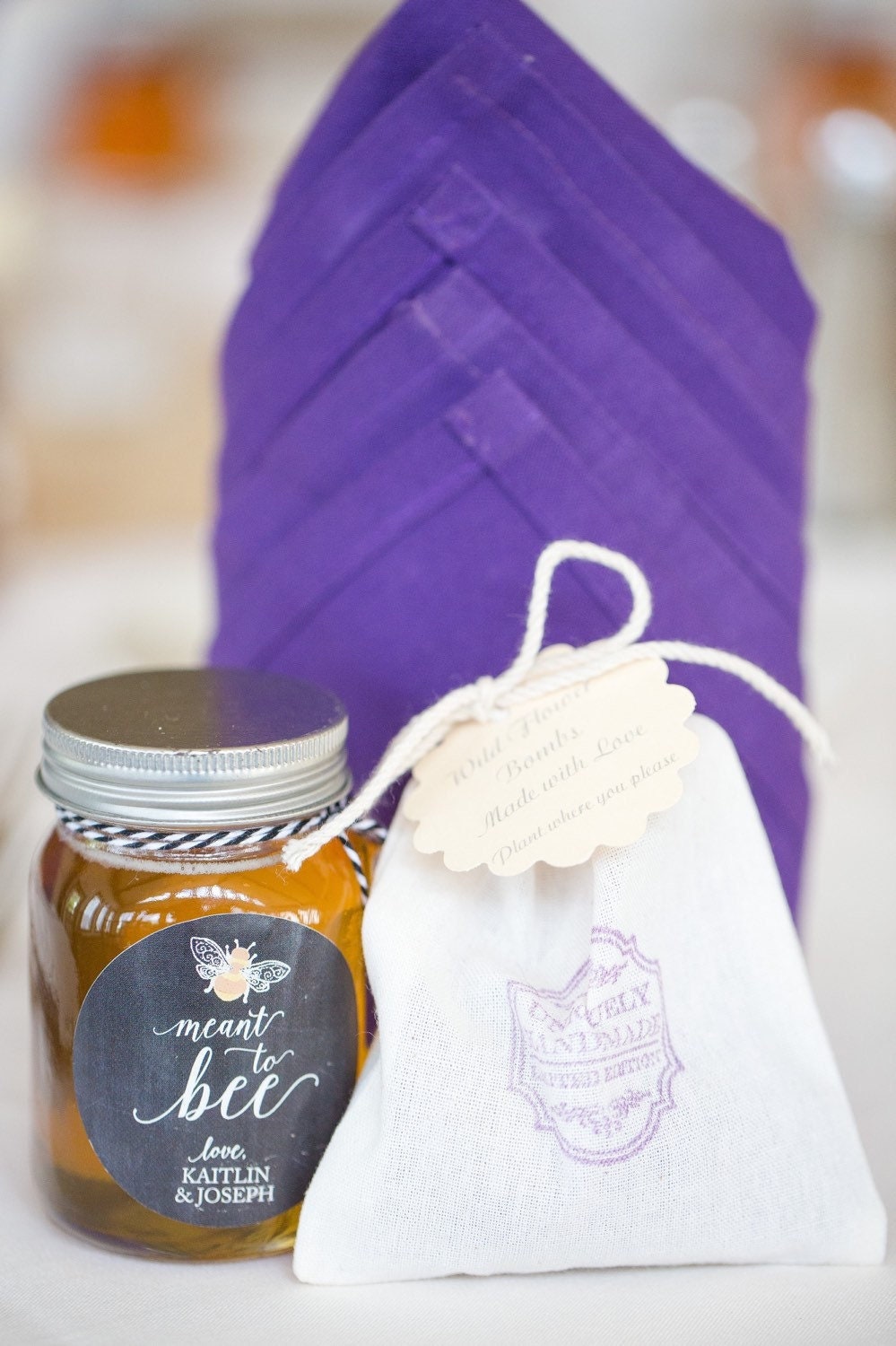 Honey Jars with ‘Meant to Bee’ Stickers