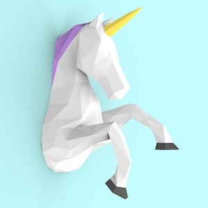 Unicorn Papercraft PDF Pack - 3D Paper Sculpture Template with Instructions - DIY Wall Decoration - Animal Trophy