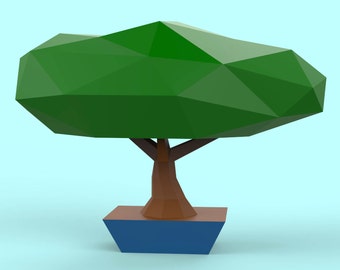 Bonsai Baum Papercraft PDF Pack - 3D Papierskulptur Vorlage mit Anleitung - DIY Dekoration