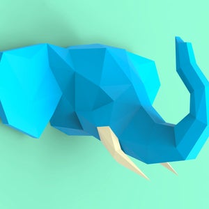 Testa di elefante 3 Papercraft PDF Pack - Modello di scultura in carta 3D con istruzioni - Decorazione murale fai da te - Trofeo animale