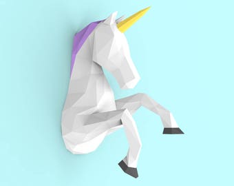 Unicorn Head Papercraft PDF Pack 3D Paper Sculpture Template | Etsy