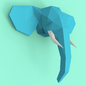 Elephant Head 2 Papercraft PDF Pack - 3D Paper Sculpture Template with Instructions - DIY Wall Decoration - Animal Trophy