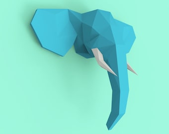 Elephant Head 2 Papercraft PDF Pack - 3D Paper Sculpture Template with Instructions - DIY Wall Decoration - Animal Trophy