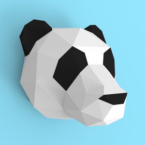 Panda Head Papercraft PDF Pack - 3D Paper Sculpture Template with Instructions - DIY Wall Decoration - Animal Trophy