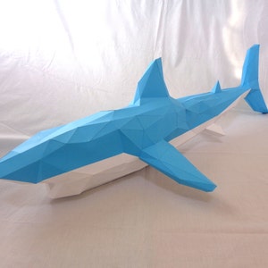 Shark Papercraft PDF Pack - Plantilla de escultura de papel 3D con instrucciones - Decoración de pared DIY - Trofeo animal