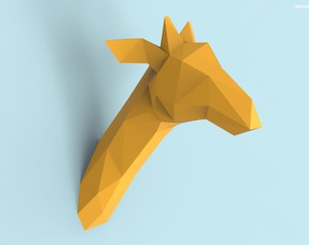 Giraffe Head Papercraft PDF Pack - 3D Paper Sculpture Template with Instructions - DIY Wall Decoration - Animal Trophy