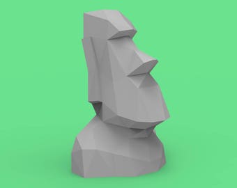Moai Easter Island Stone Head Papercraft PDF Pack - 3D Paper Sculpture Template with Instructions - DIY Decoration