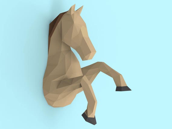 Horse Papercraft PDF Pack 3D Paper Sculpture Template With Instructions DIY  Wall Decoration Animal Trophy 