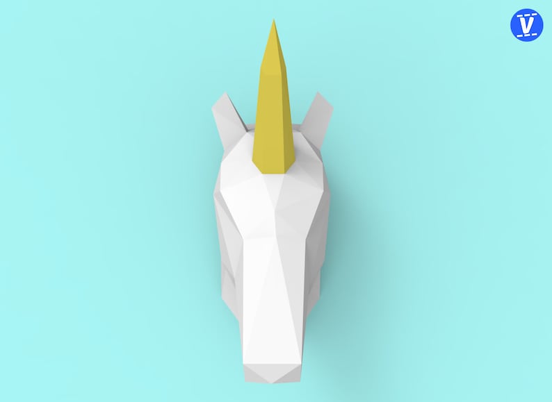 Unicorn Head Papercraft PDF Pack 3D Paper Sculpture Template Etsy Canada