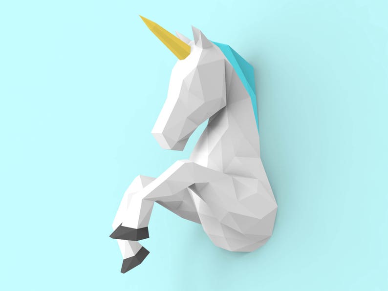 unicorn papercraft pdf pack 3d paper sculpture template
