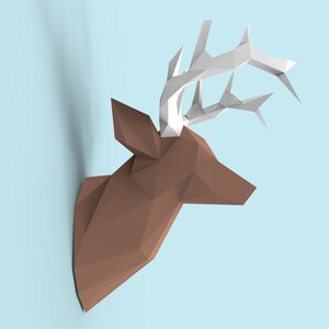 Deer Head Papercraft PDF Pack - 3D Paper Sculpture Template with Instructions - DIY Wall Decoration - Animal Trophy image 4